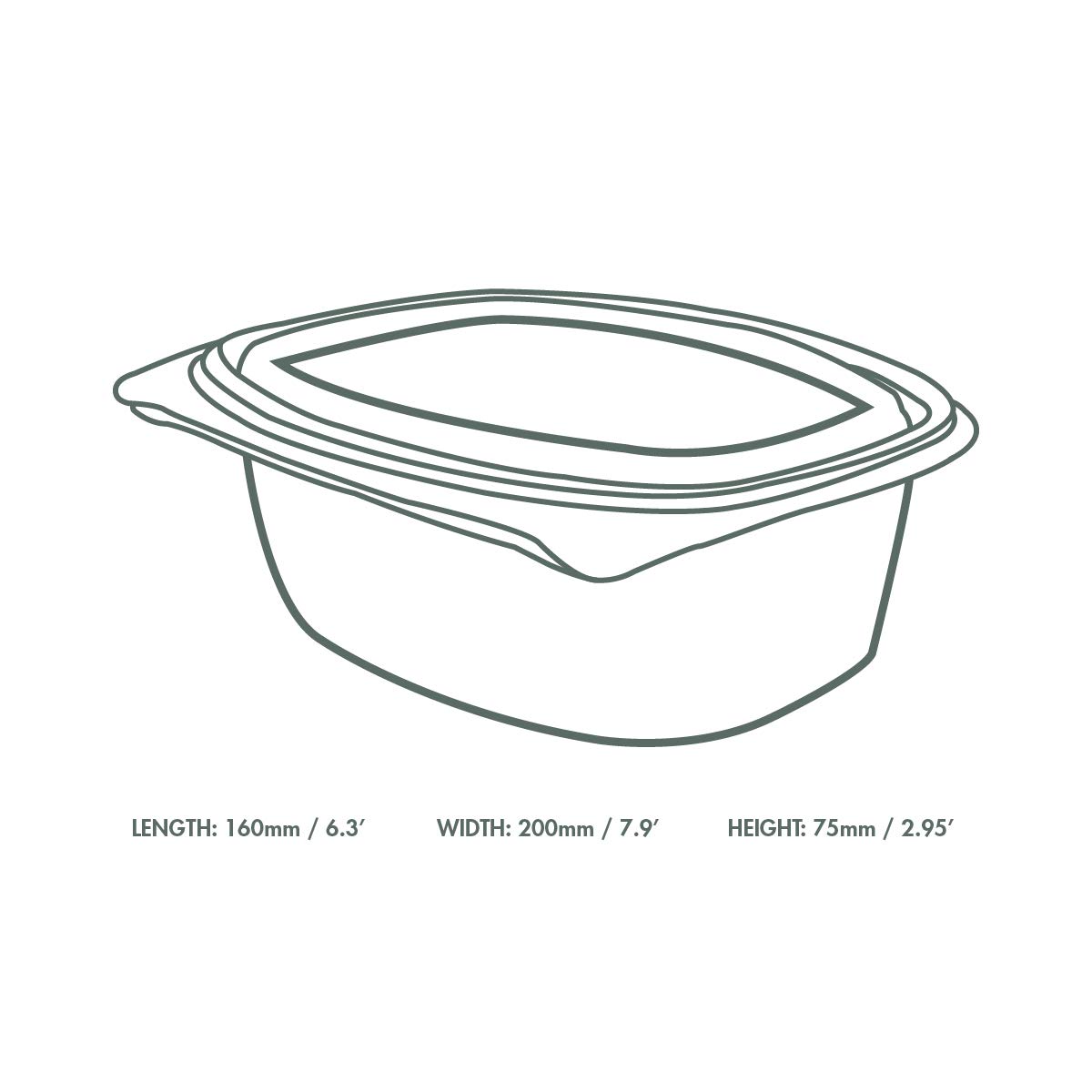 Vegware Compostable 32oz Hinged Clear Deli Containers, Case of 200, PLA Plastic Meal Prep, To Go Box With Lid, Made from PLA, A Renewable Material Made from Plants, Tight Seal for Freshness