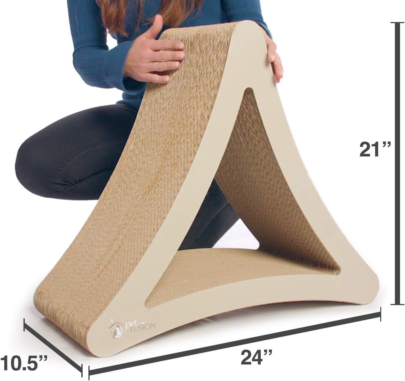 PetFusion 3-Sided Vertical Scratch Play & Perch Cat Scratching Post, 24" x 10.5" x 21.1", Multiple Angle Cat Scratching Pad, 6 Usable Sides