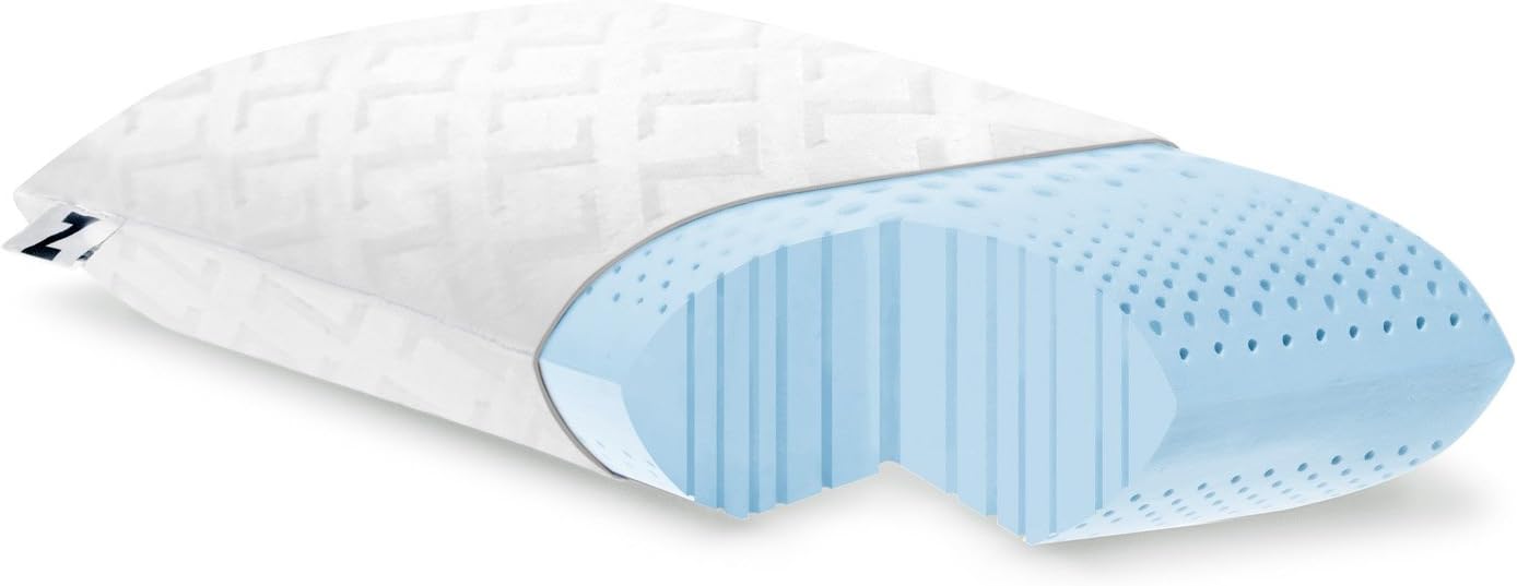 MALOUF Zoned Dough Gel-Infused Memory Foam Bed Pillow-5-Year U.S. Warranty-Queen-Mid Loft, Queen Mid Loft