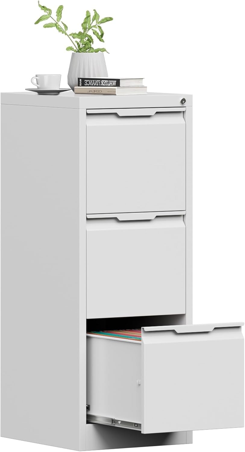 3 Drawer File Cabinet with Lock, Filing Cabinets for Home Office | Metal Vertical File Cabinets