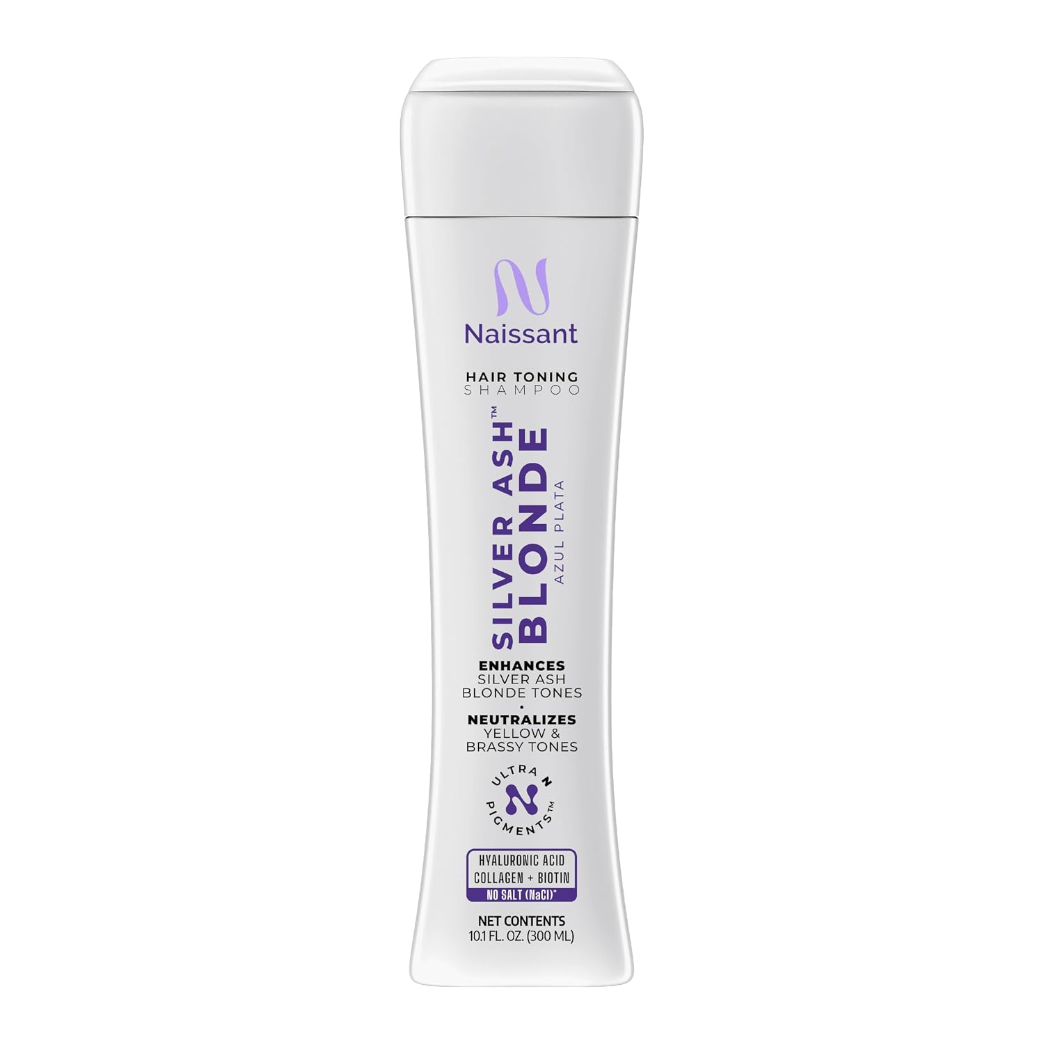 Naissant Silver Ash Blonde Hair Blue Toning Shampoo | Ultra High-Purity Blue Pigments | Neutralizes Orange &Brassy Tones | Hyaluronic Acid, Collagen &Biotin |Paraben, Ammonia &Sulfate Free |10.1 Fl Oz