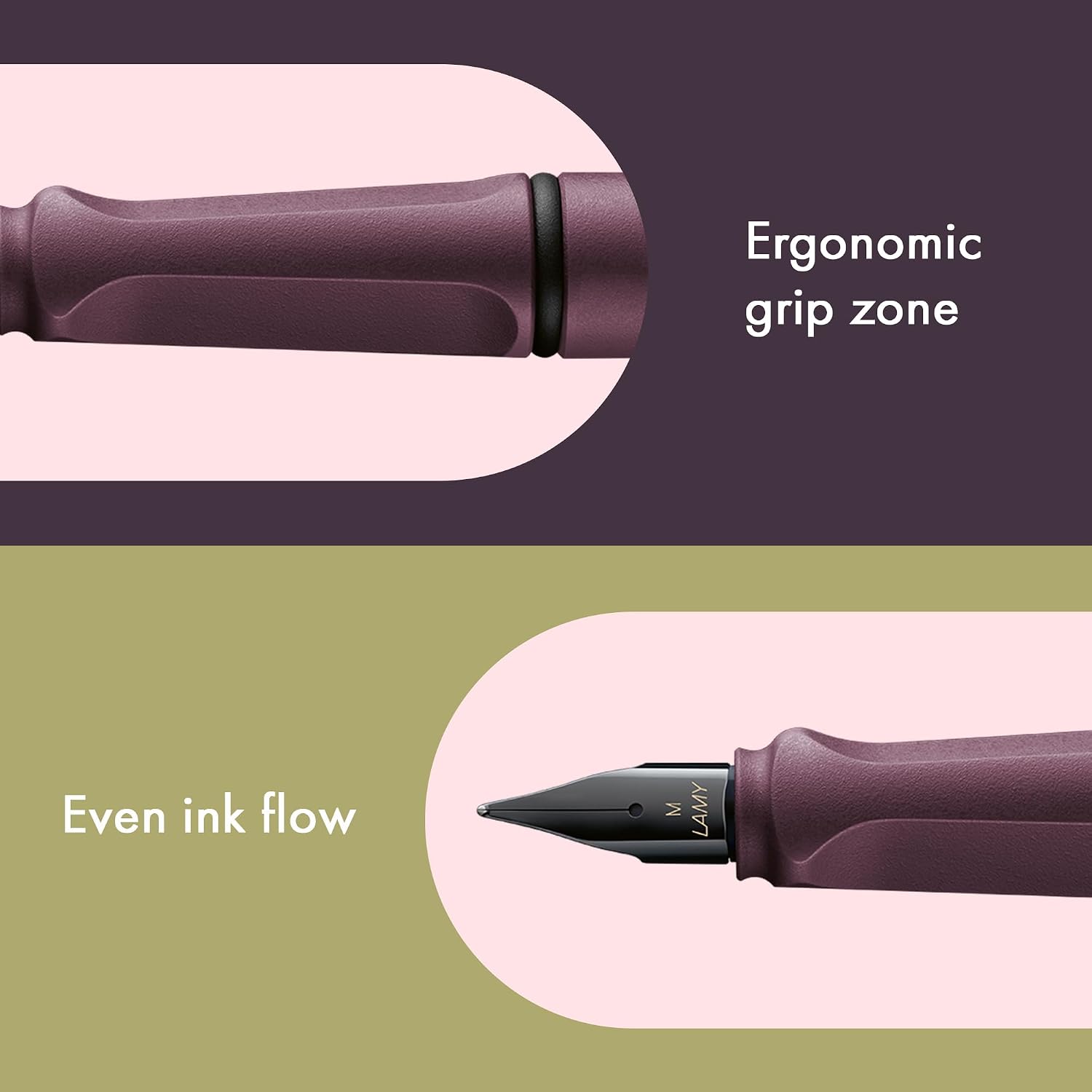 LAMY safari umbra - Fountain Pen with ergonomic grip & polished steel nib in size F - ideal for any Writing & Calligraphy - including LAMY T 10 blue cartridge - Right-Handed