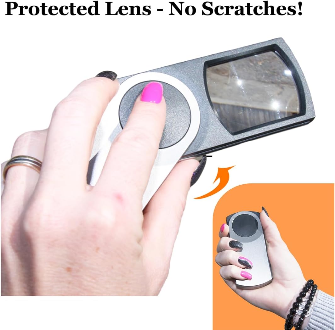 Premium Pocket Magnifying Glass with LED Light 3.0X (300%), Small Hand Held Lighted Magnify Glasses for Reading Tiny Print, Menu, Pill Bottles