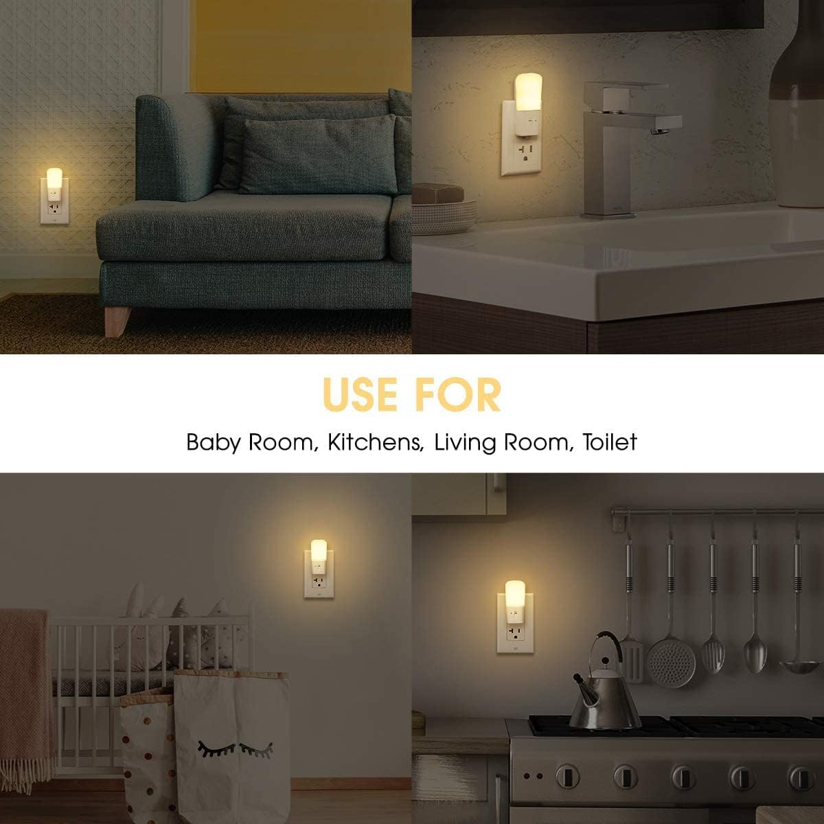 LOHAS-LED Plug in Night Light, Dimmable LED Night Lights Dusk to Dawn 2Pack