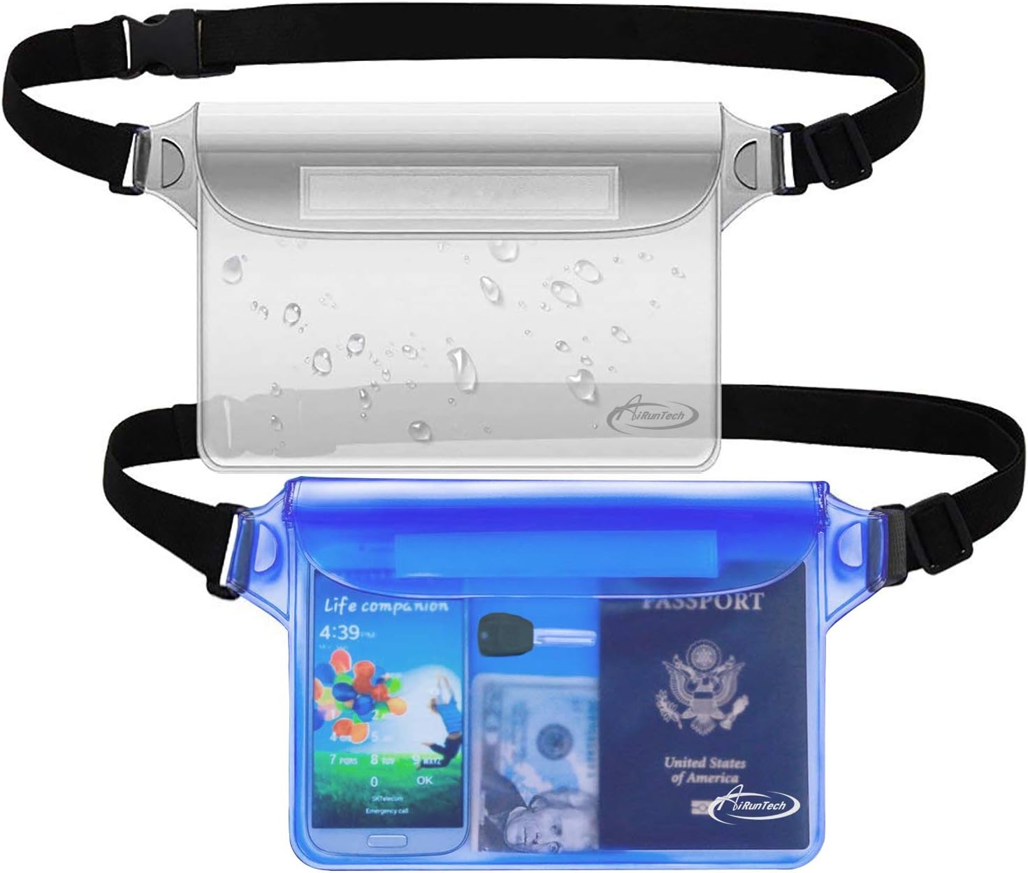 AiRunTech Waterproof Fanny Pack,Phone Pouch Dry Bag for Passport Wallet Purse,Floating Waterproof Bags for Travel Beach Swimming Kayaking Boating Cruise Accessories