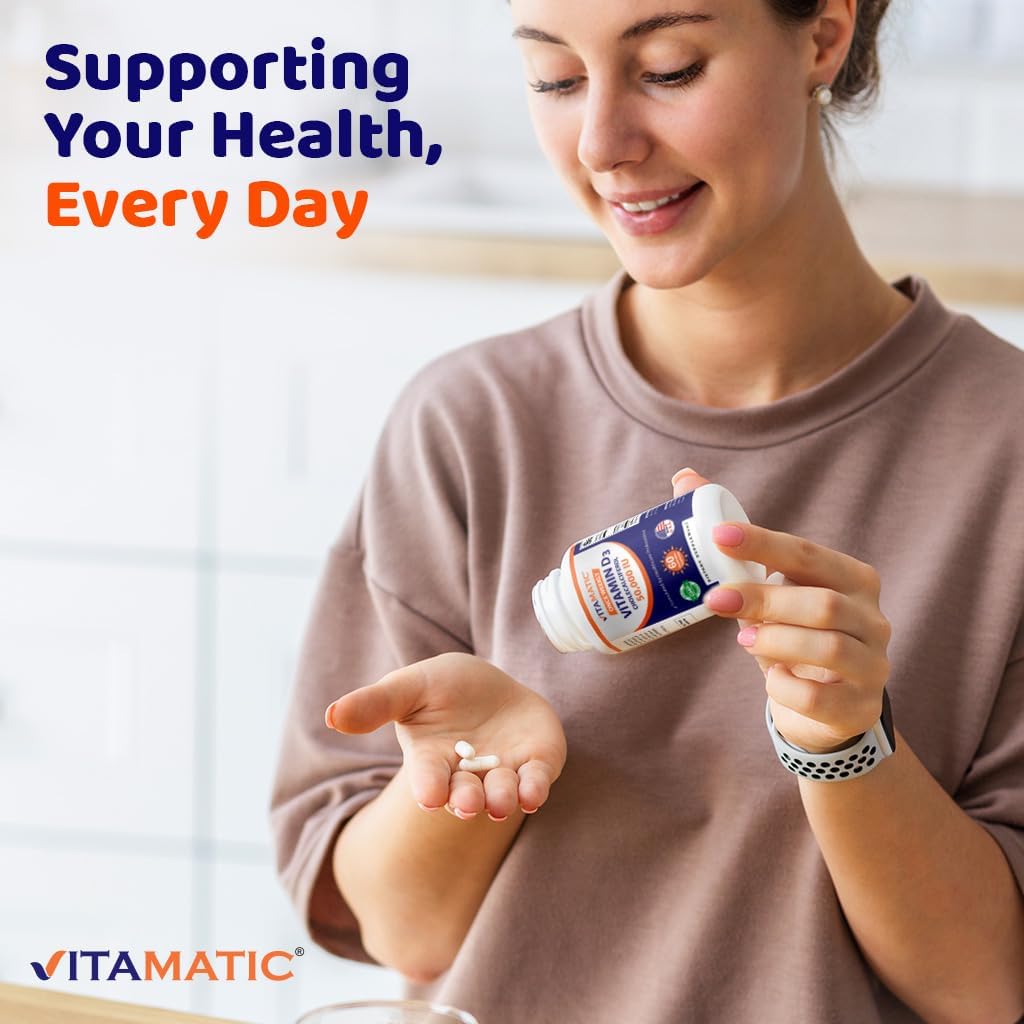 Vitamatic 2 Pack Vitamin D3 50, 000 IU (as Cholecalciferol), Once Weekly Dose, 1250 mcg, 60 Veggie Capsules 1 Year Supply