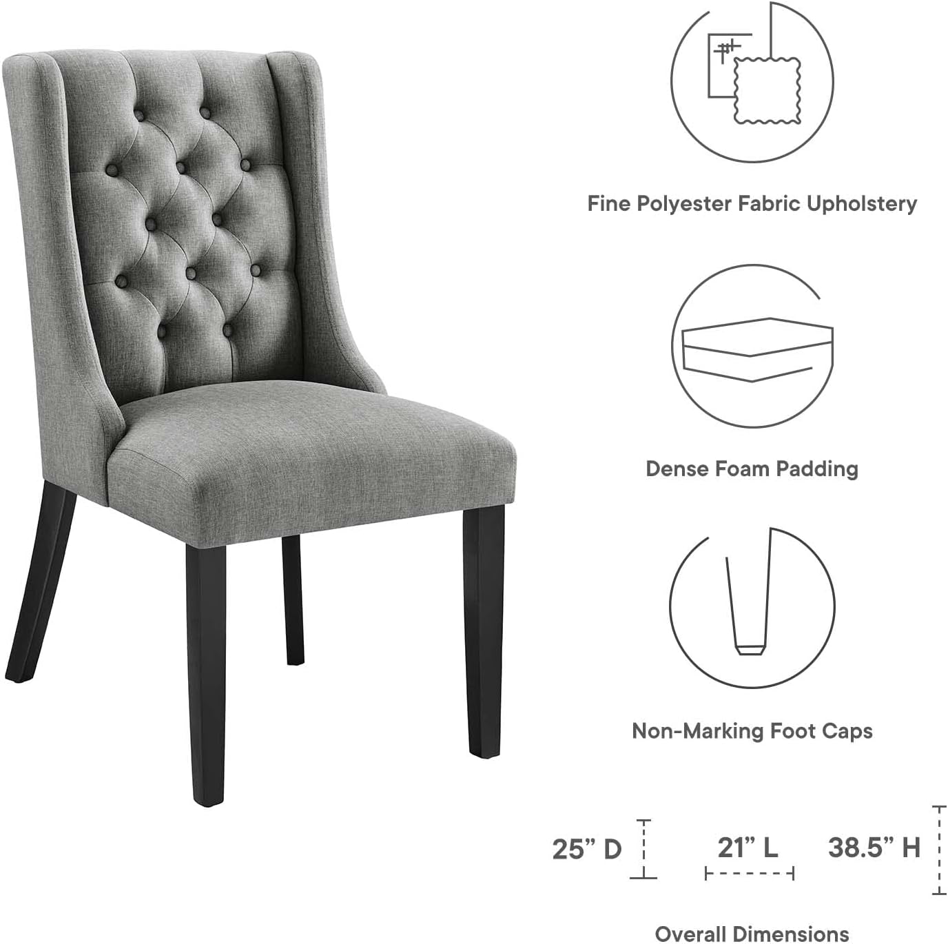 Modway Baronet Modern Tufted Upholstered Fabric Parsons Kitchen and Dining Room Chair in Beige