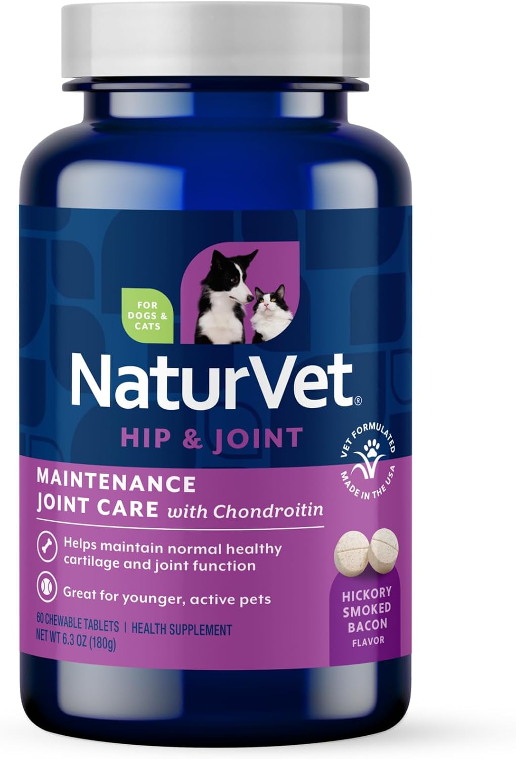 NaturVet – Glucosamine DS Plus - Level 2 Moderate Care – Supports Healthy Hip & Joint Function – Enhanced with Glucosamine, MSM & Chondroitin – for Dogs & Cats–70 Soft Chews