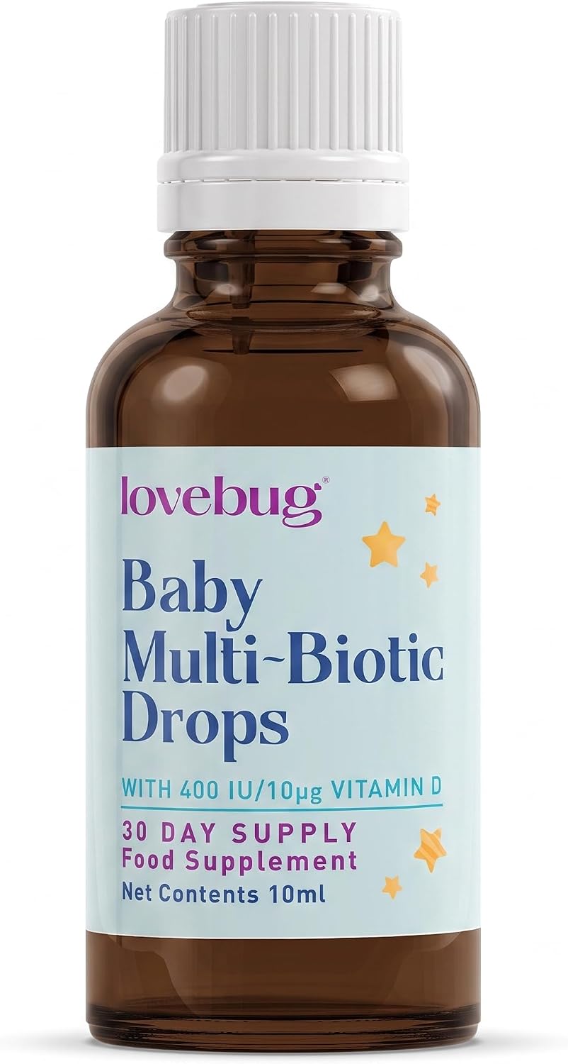 LOVEBUG Baby Probiotic Drops - Organic Probiotics for Immune Support and Baby Constipation & Colic Relief - Tasteless & Sugar-Free Liquid Drops for