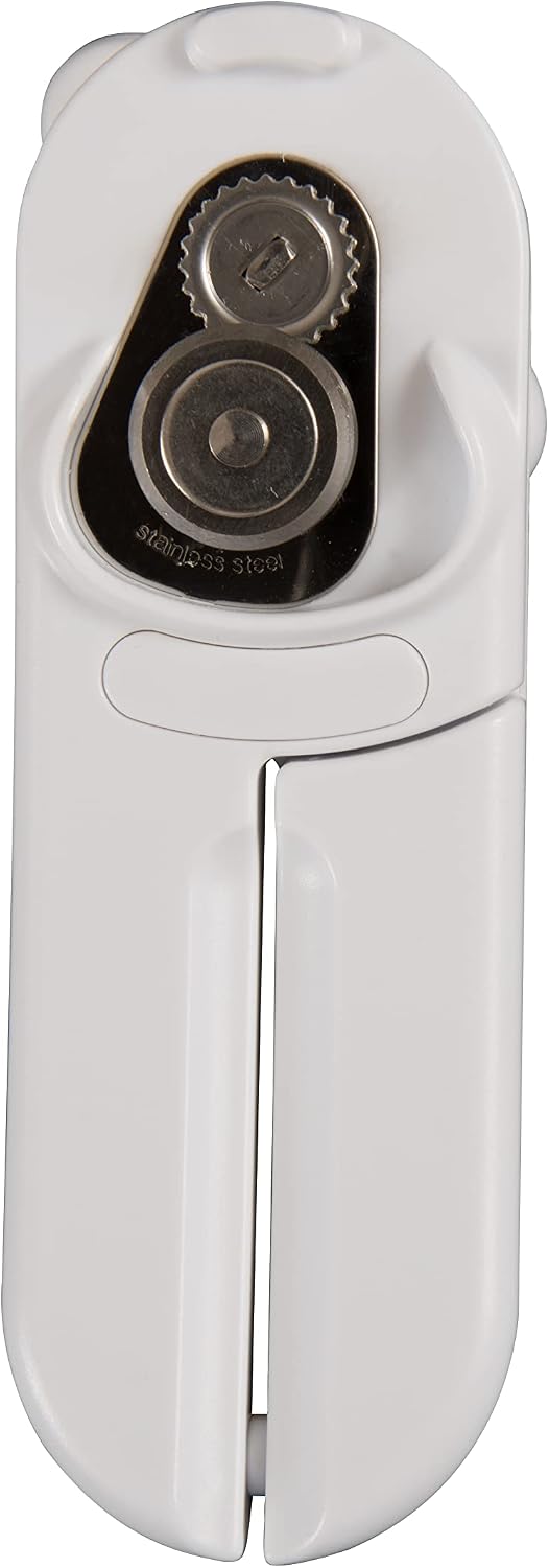 Culinare MagiCan, Manual Can Opener with Lid Release - Heavy Duty Lid Opener Kitchen Gadgets - Home Can Lid Opener Manual - Easy to Use Hand Held Effortlessly Open Cans, White, Stainless Steel