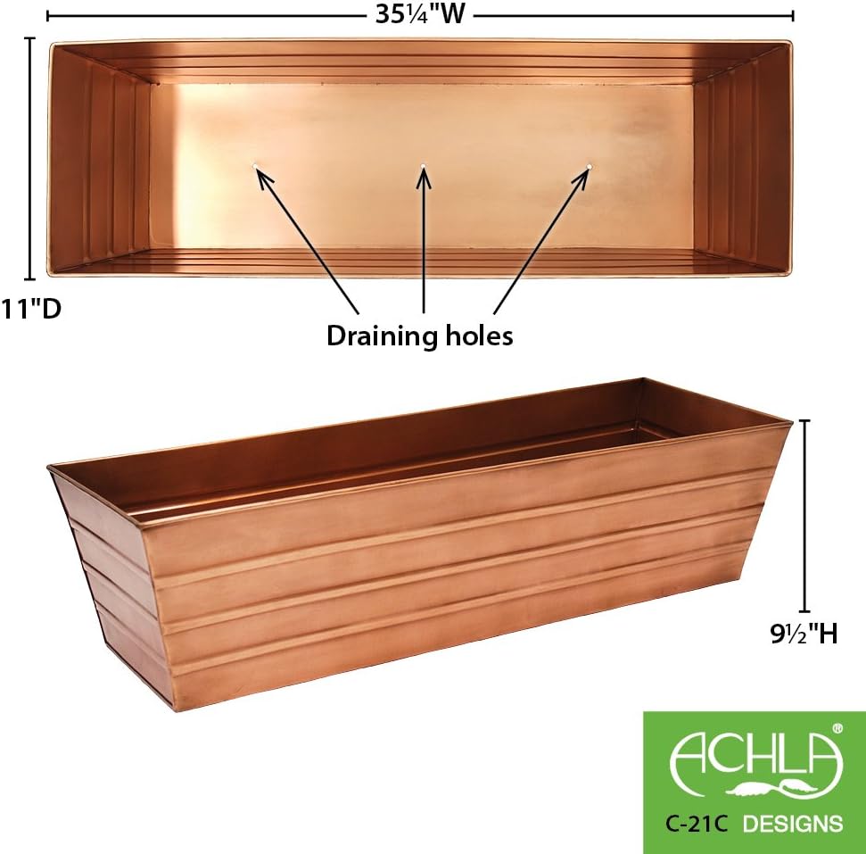 Achla Designs Galvanized Window Flower Box Planter-Green-Medium (24" L x 9.5" W x 7.5" H)