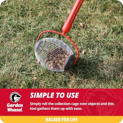 Garden Weasel Small Nut Gatherer Roller for Acorns Buckeyes Beech Nuts
