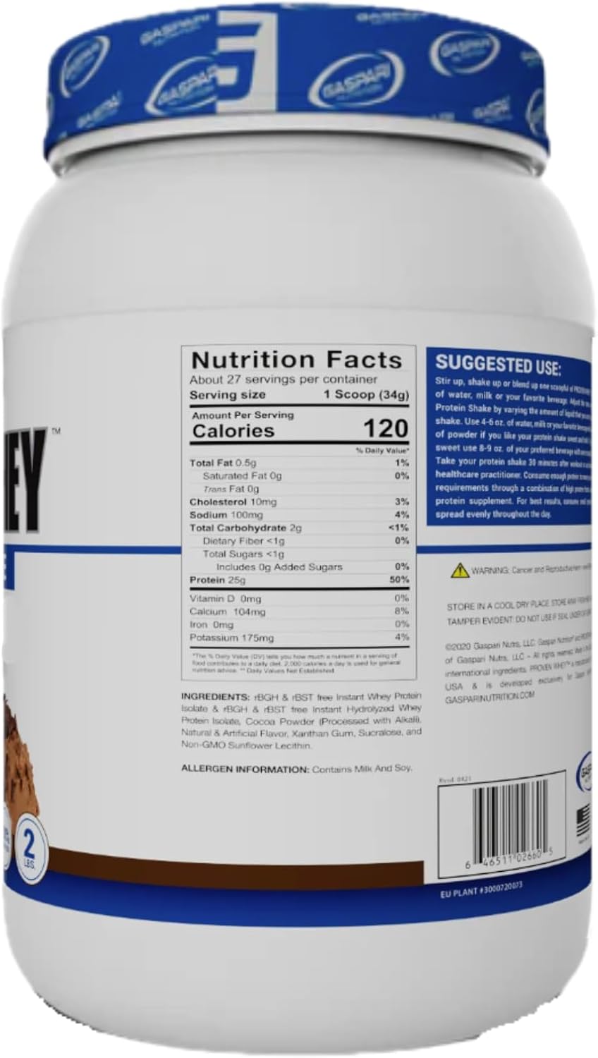 Gaspari Nutrition Proven Whey, 100% Hydrolyzed Whey Isolate, High Protein, Lactose Free, Low Carbohydrate and Low Sugar (Vanilla Ice Cream, 2 Pound (Pack of 1)