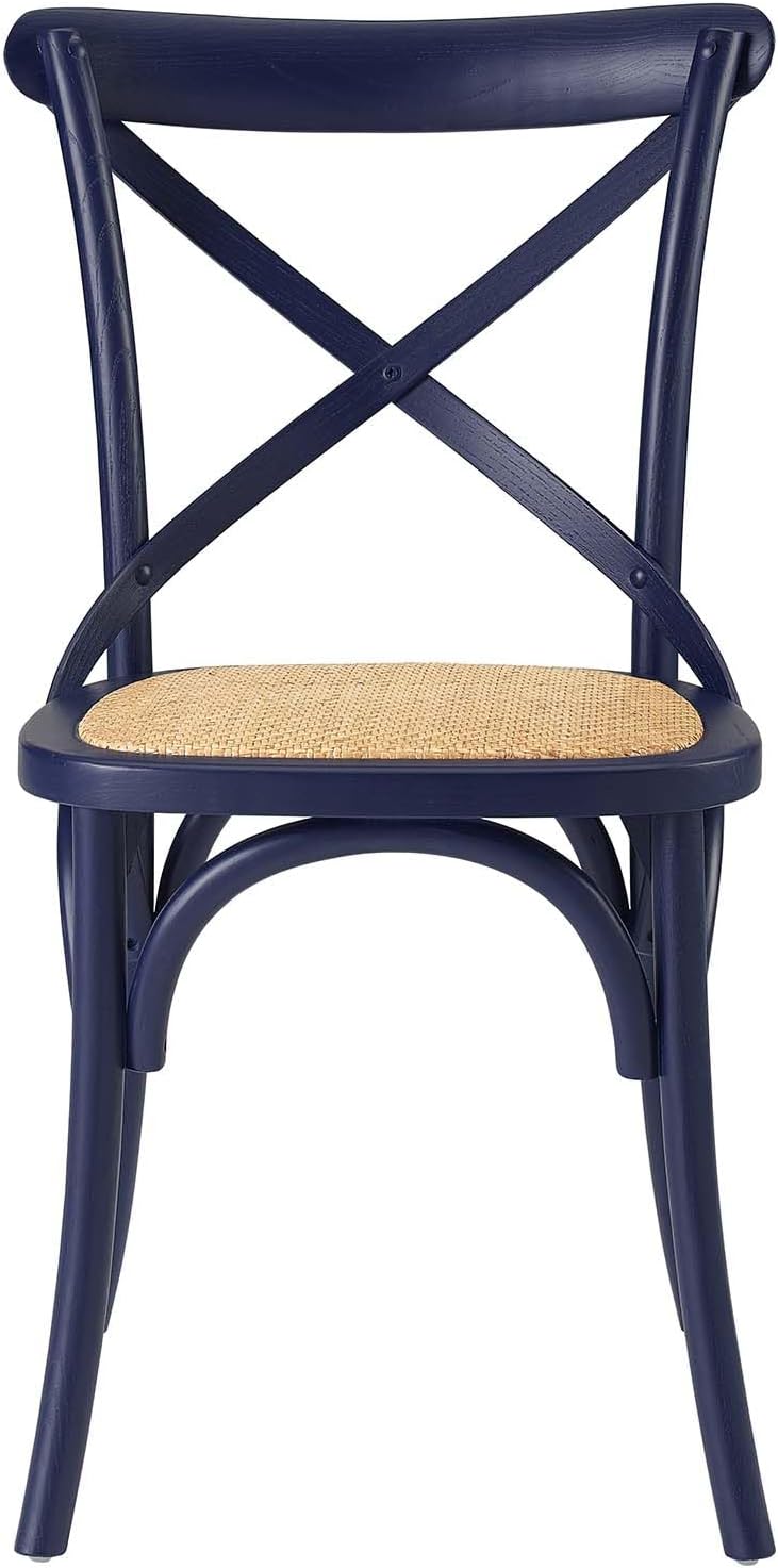 Modway Gear Rustic Modern Farmhouse Elm Wood Rattan Dining Chair in Gray