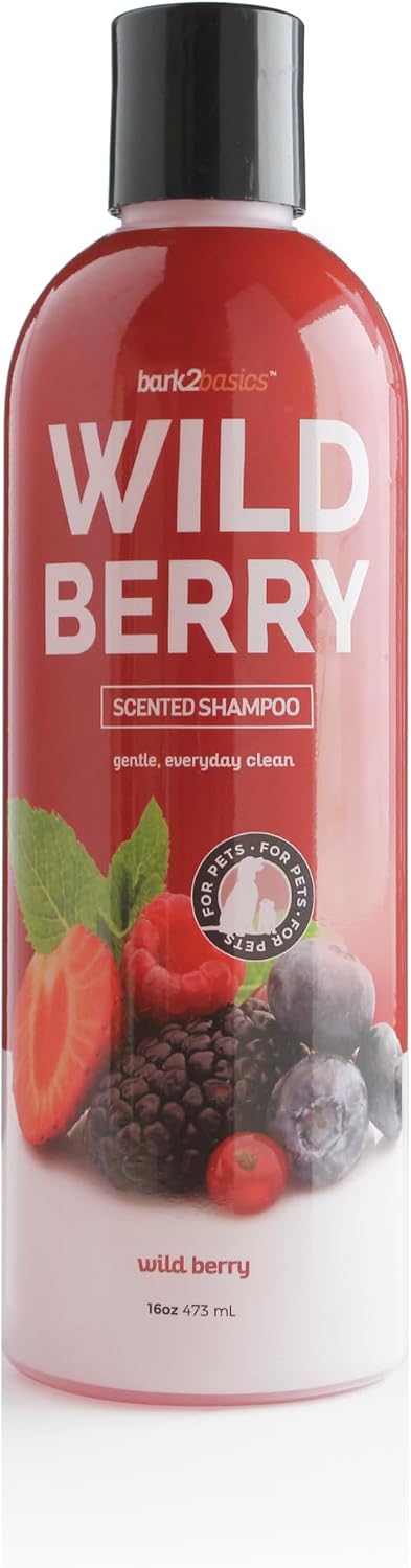 Bark2Basics Wild Berry Dog Shampoo, 16 oz - Naturally Derived, Unique Herbal Blend, For Dry Itchy Skin, Gentle, Moisturizing | Naturally Derived