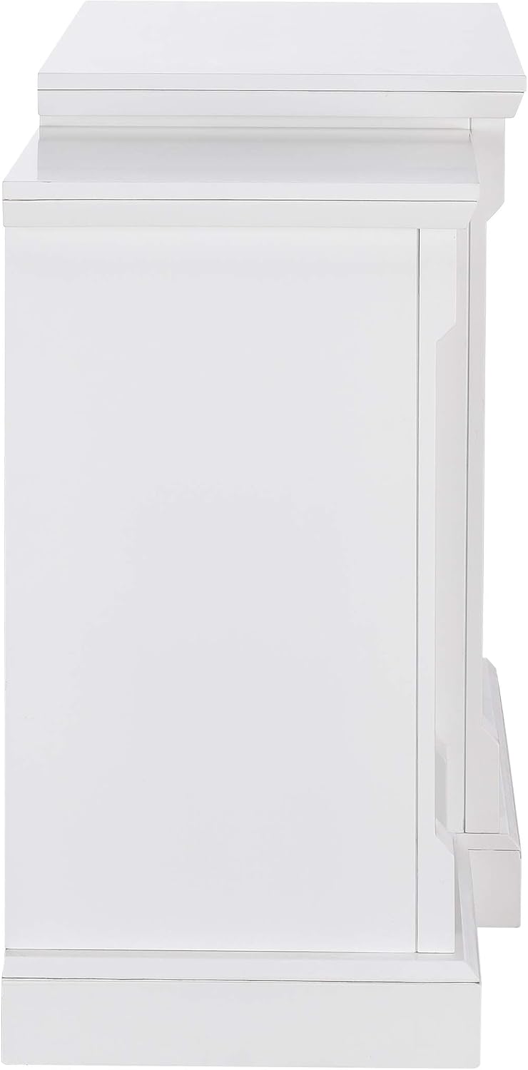 SEI Furniture Gallatin Faux Stone Electric Fireplace with Bookcases, New White