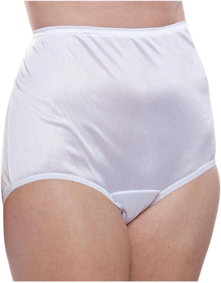 Teri Women's 331 Plain Jane Classic Nylon Silky-Smooth Lightweight Breathable Full Coverage Brief Panty - 4 Pack