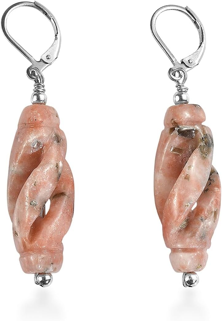Spice Jasper 40.00 ctw Earrings in Stainless Steel