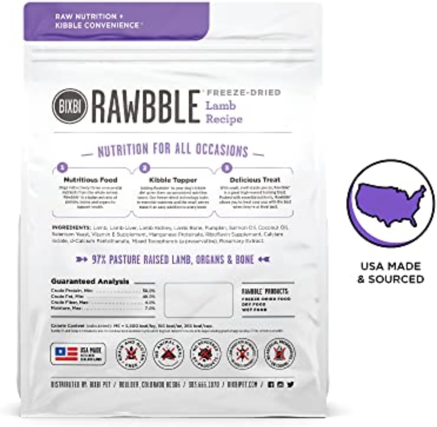 BIXBI Liberty Freeze-Dried Dog Food Topper & Treats, Beef – 98% Meat & Organs, No Refrigeration – USA Made, 26 oz