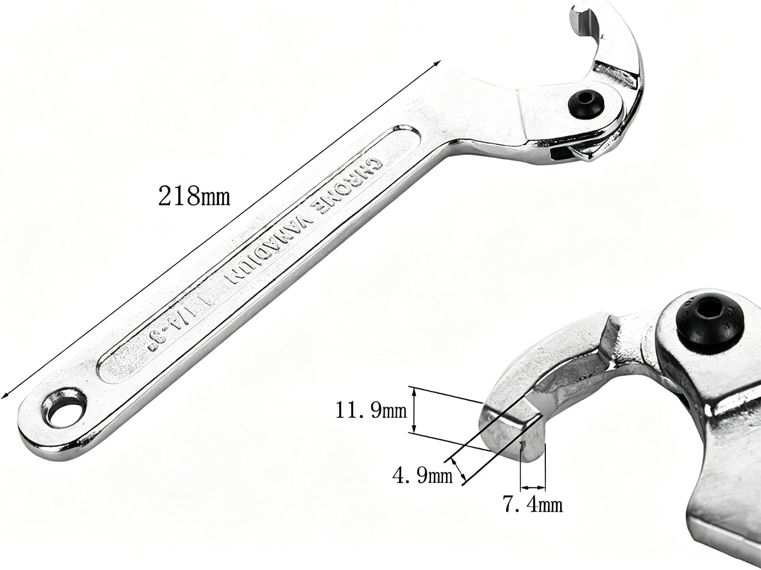 Chrome Vanadium C Pin Spanner Adjustable Hook Wrench, Square Head 51-121mm