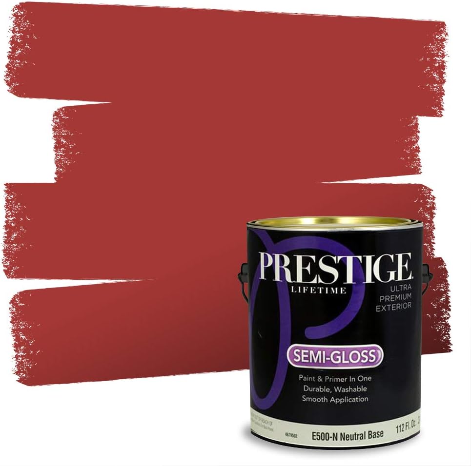 PRESTIGE Paints Exterior Paint and Primer In One, 1-Gallon, Satin, Comparable Match of Sherwin Williams* Grenadine*