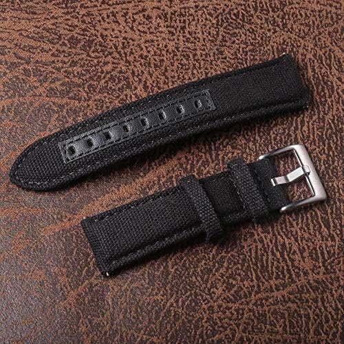 hemsut h Canvas Watch Bands, Quick Release Military Watch Strap, Fabric Replacement 18mm Watch Bands for Men