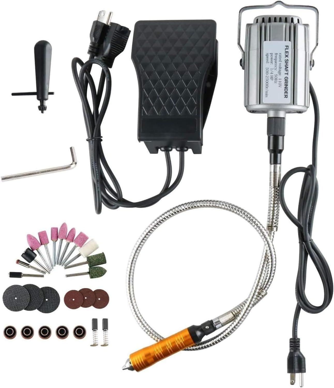 780W Strong Power Flex Shaft Hanging Grinder, 25000 RPM Electric Multi-function Metalworking Tools, 1/4"HP Rotary Tool Repair Kit