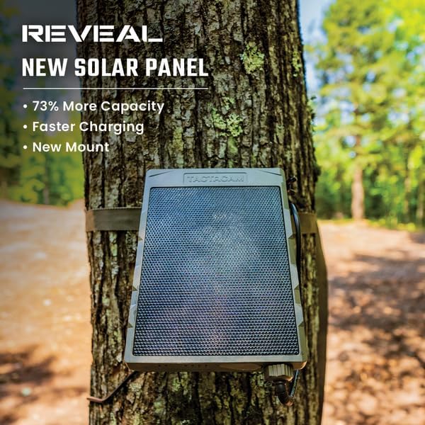 Tactacam Reveal Solar Panel, Built-in Battery for X2.0, X3.0 Trail Cameras | Powers camera day & night, weatherproof housing, also fits X Pro 3.0, X