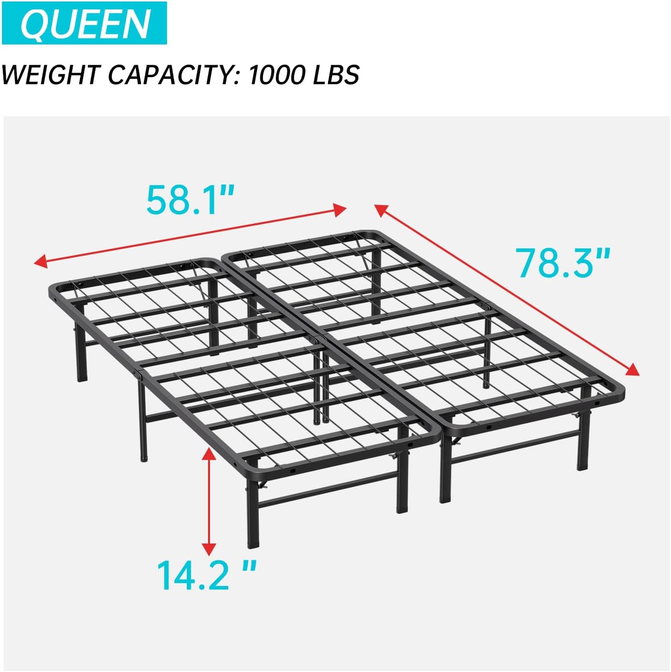 BestMassage | Twin Bed Frame | Metal | Heavy Duty Steel Slats with 6 Legs | Foldable | Sturdy, No Box Spring Needed | Easy to Assemble with Under-Bed Storage | Furniture for Home, Dorms
