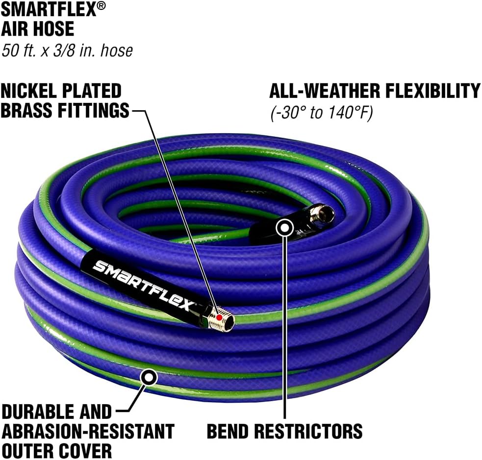 SmartFlex Air Hose, 3/8 in. x 50 ft., Hybrid, Blue - HSF3850BL2