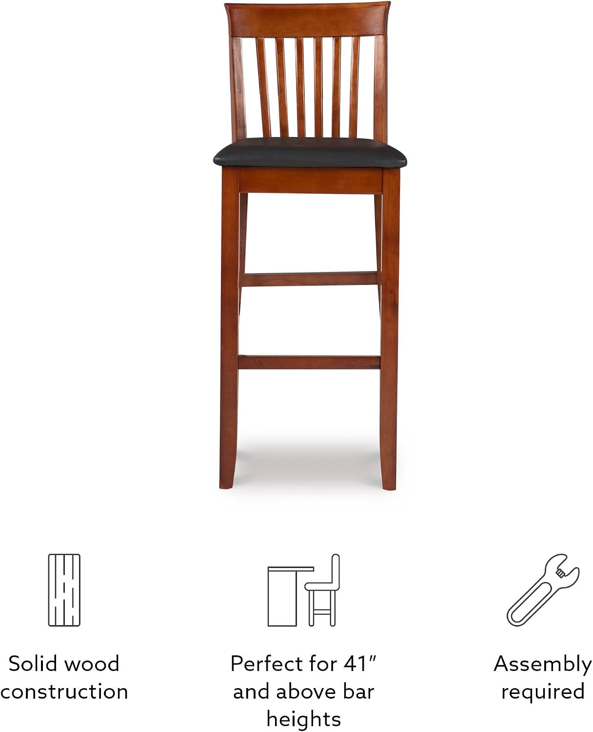 Linon Torino Collection Craftsman Counter Stool, 17.25"W x 19.5"D x 37"H, Black