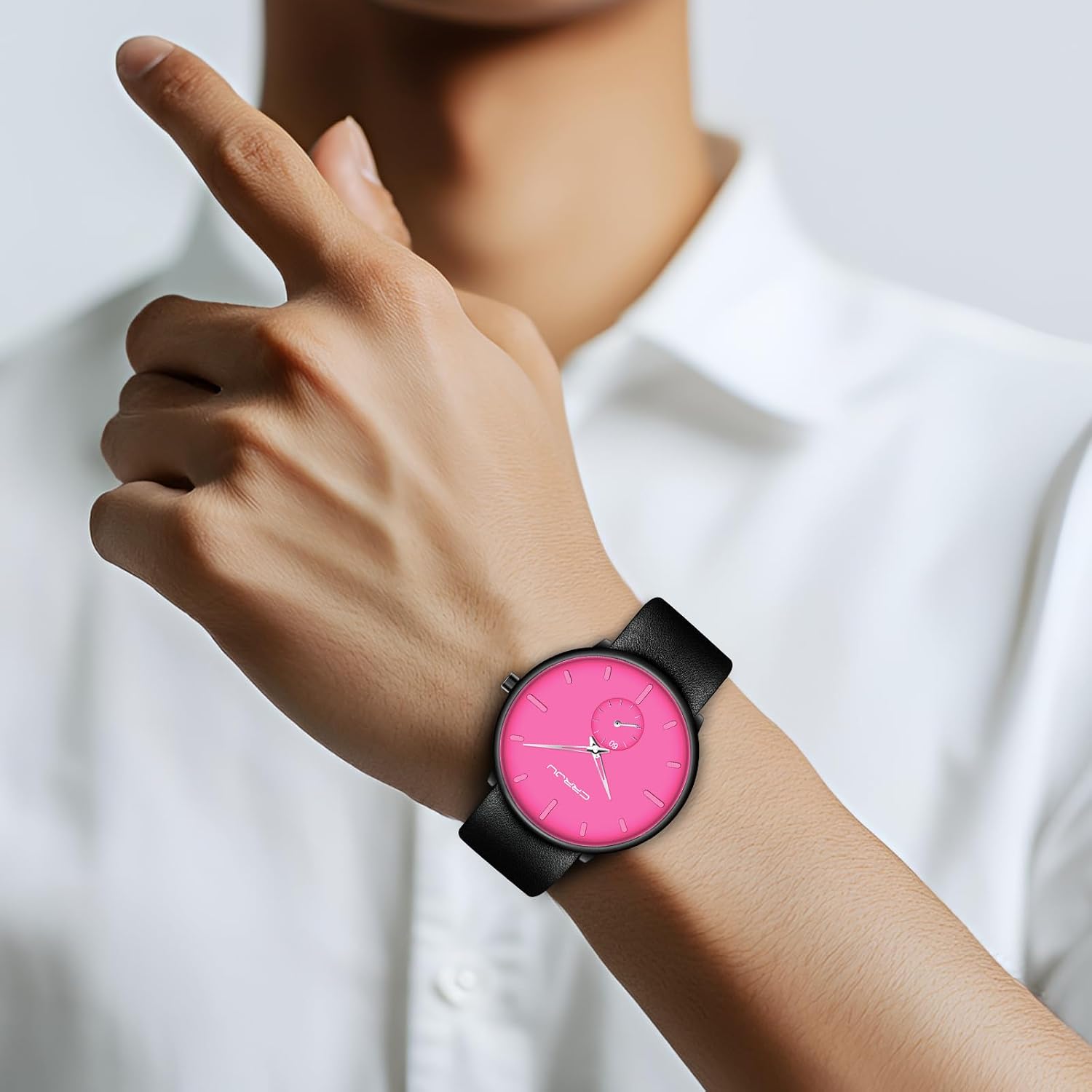 Mens Watches Ultra-Thin Minimalist Waterproof-Fashion Wrist Watch for Men Unisex Dress with Leather Band