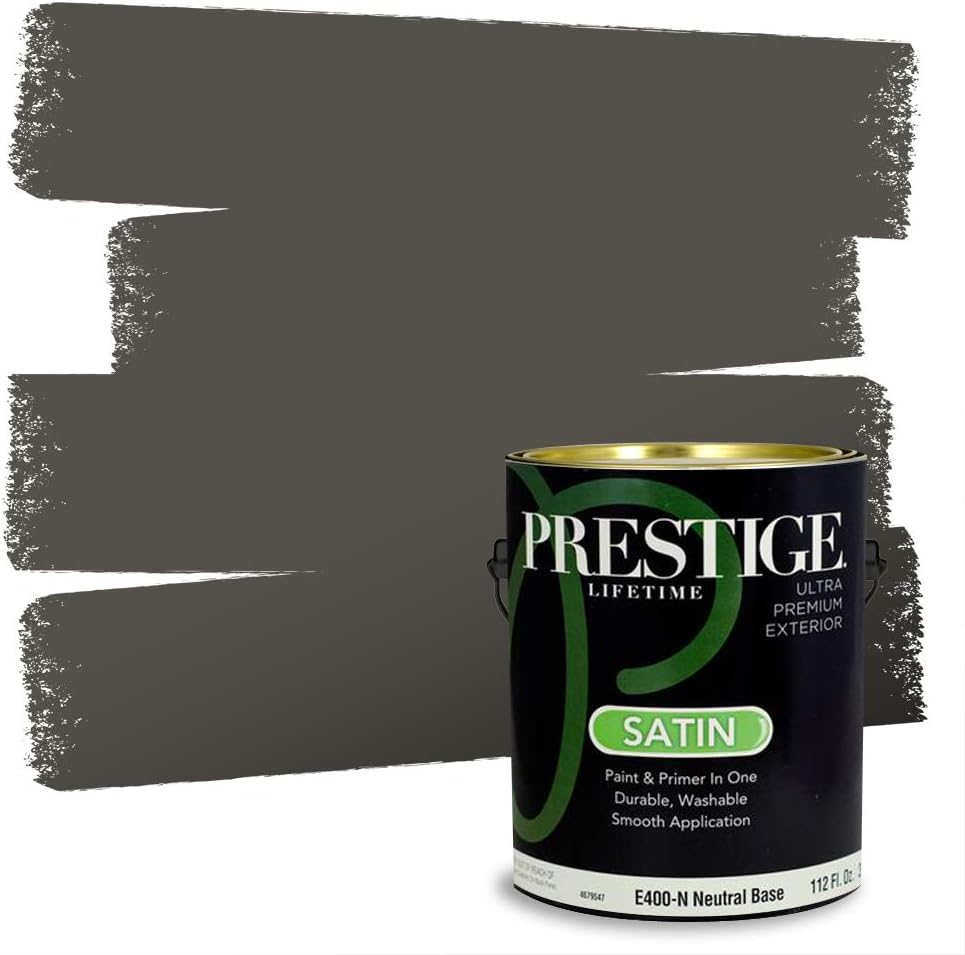 PRESTIGE Paints Exterior Paint and Primer In One, 1-Gallon, Flat, Comparable Match of Sherwin Williams* Grizzle Gray*