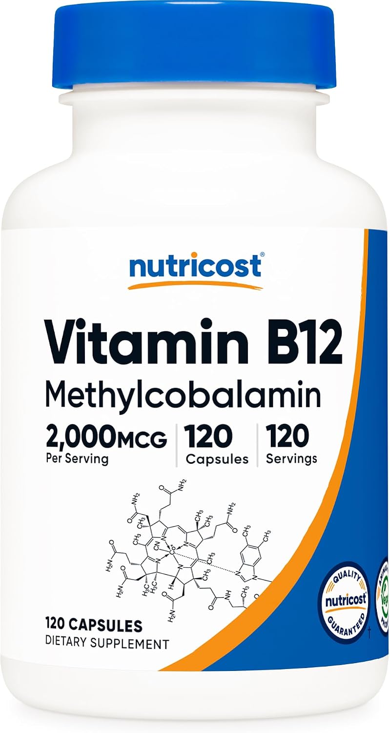 Nutricost Vitamin B12 (Methylcobalamin) 2000mcg, 240 Capsules, Gluten Free | Vegetarian Caps, GMO-Free, B12 Supplement