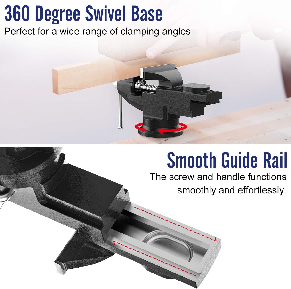 Housolution Universal Table Vise 3 Inch, 360°Swivel Base Bench Clamp