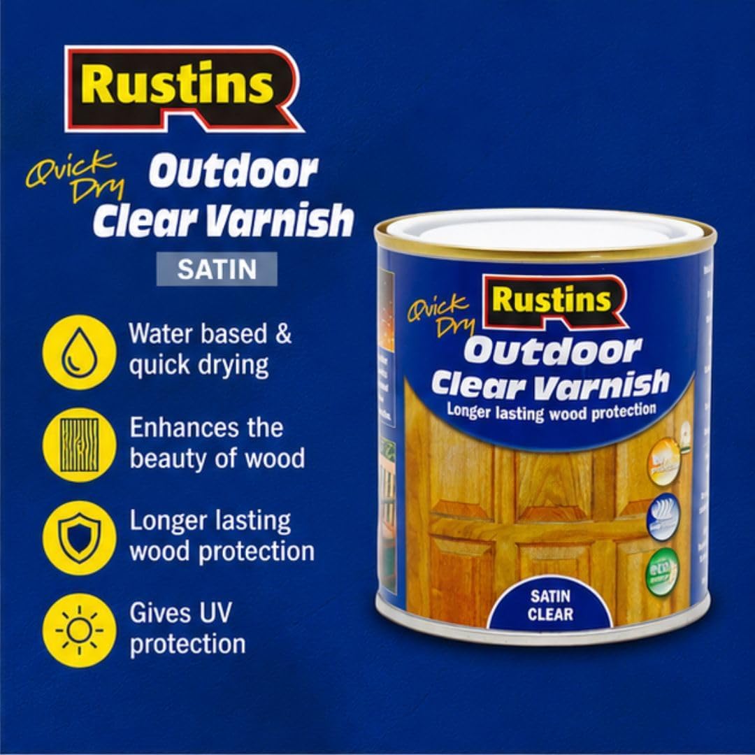 Rustins Quick Dry Outdoor Clear Satin Varnish 250ml