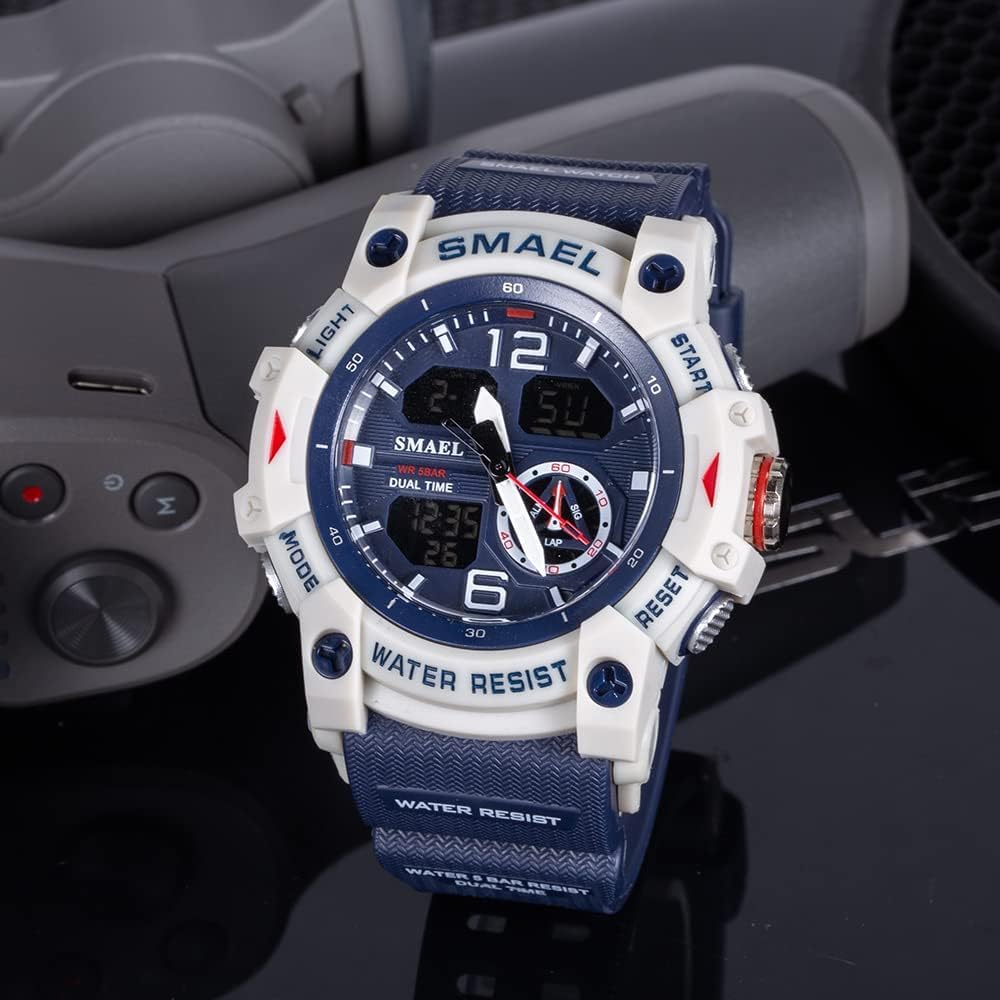Gosasa Men's Large Face Outdoor Sports Watches Military S-Shock Watch Waterproof, Backlight, Alarm, Stopwatch Features - Rugged Wristwatch for Training, Hiking, and Adventure