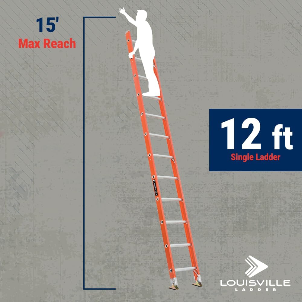 Louisville Ladder 12-Foot Fiberglass Step Ladder, 375-Pound Load Capacity, Type IAA, FS1312HD