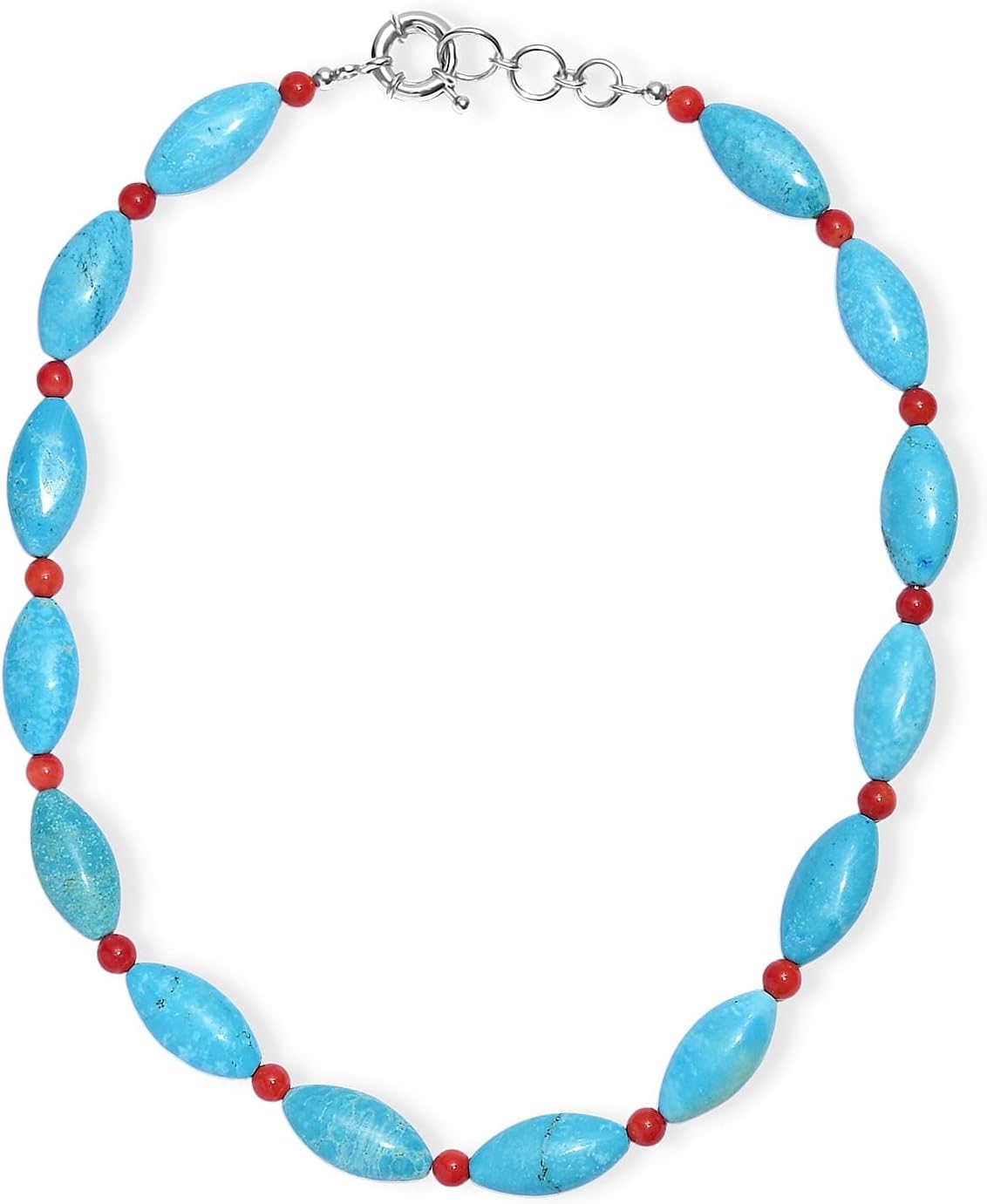 Dyed Blue Magnesite Coral 375 ctw Beaded Necklace in Platinum Over 18"