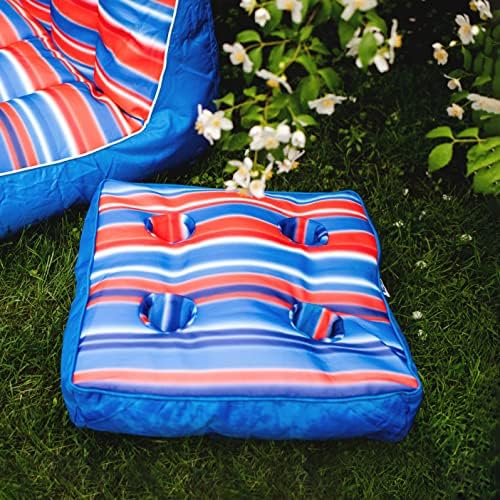 Big Joe Captain's Caddie No Inflation Needed Pool Float Drink Holder, Blurred Americana Double Sided Mesh, 2ft