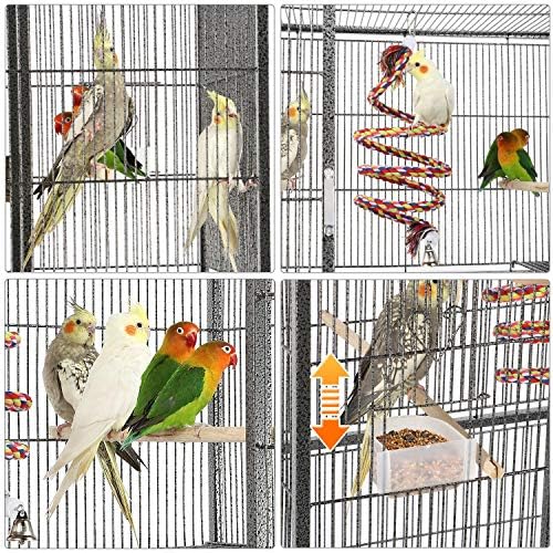 Yaheetech 69" Large Bird Cage for Parakeets, Budgies, 3-Tier Flight Cage | Detachable Rolling Stand, Easy Cleaning Slide-out Tray, Multi-door Access, 0.4'' Bar Spacing, Free Accessories