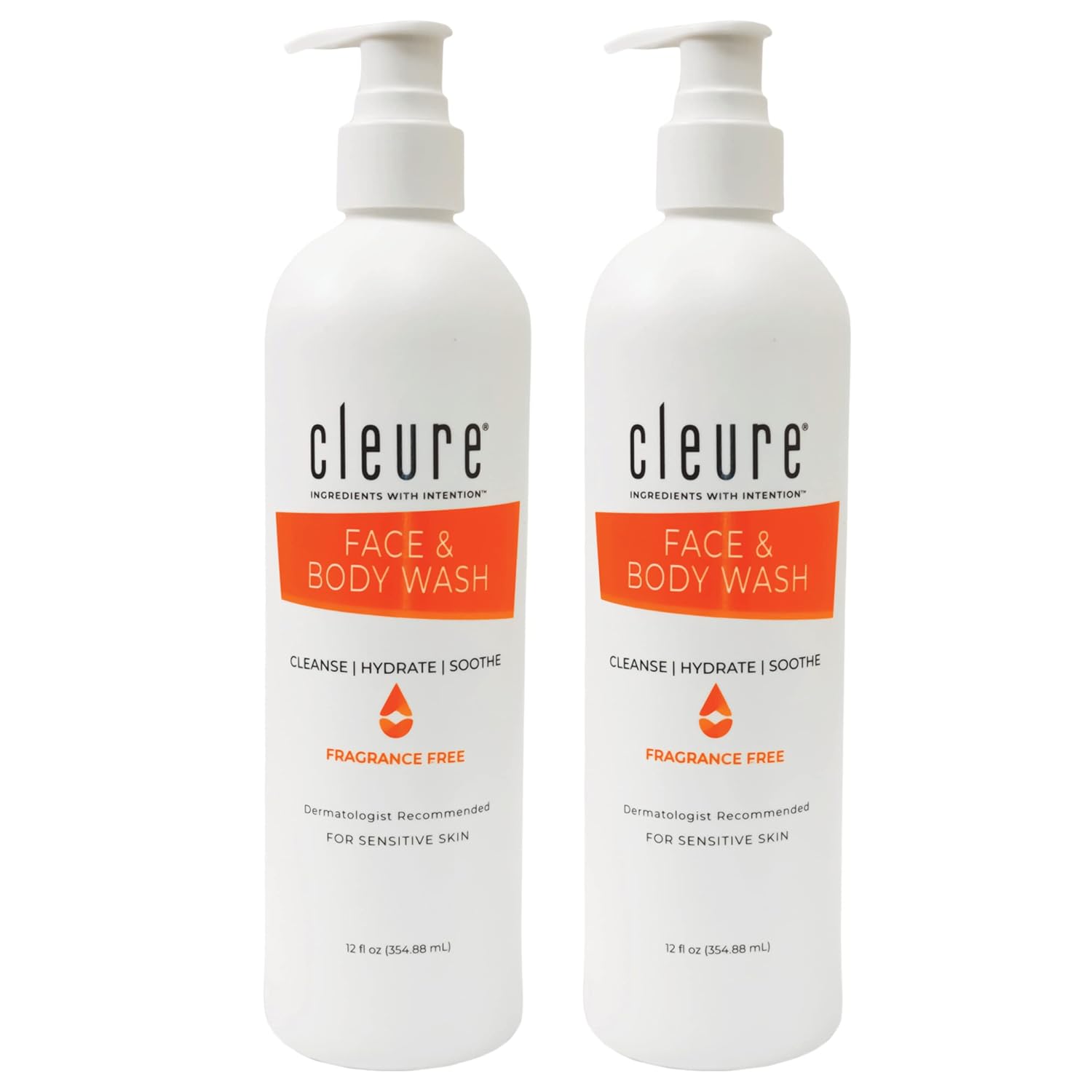 Cleure Fragrance Free Body Wash for Sensitive Skin & Eczema (12 oz) | Hypoallergenic, Sulfate Free, Paraben Free, pH balanced Body Soap for Eczema Prone Skin or other Sensitive Skin Conditions