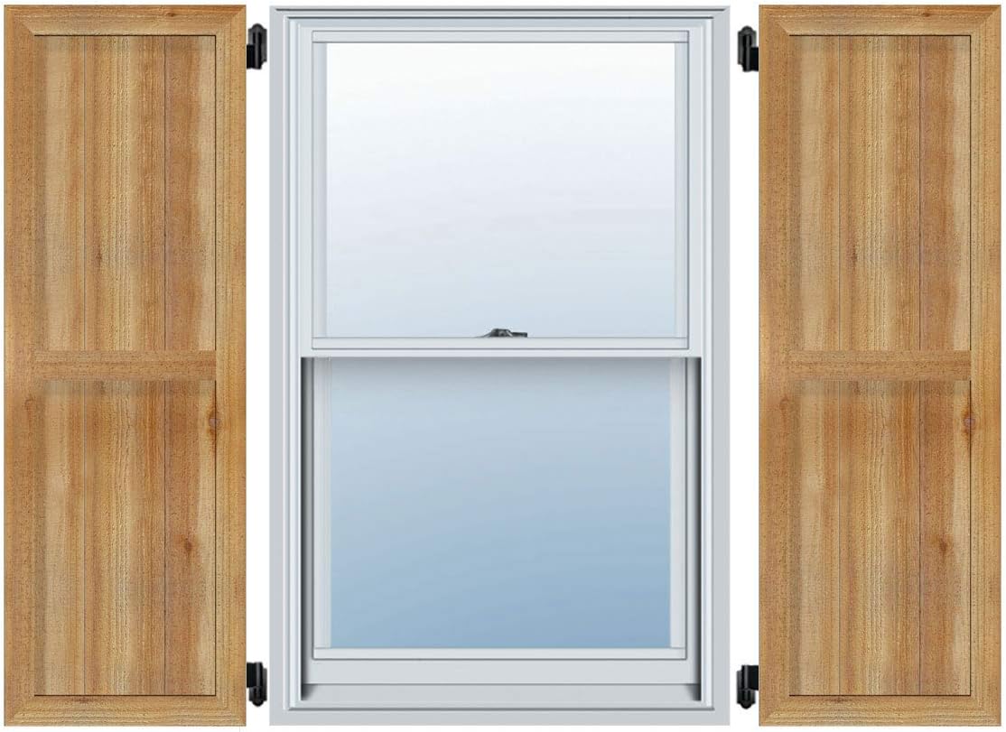 Ekena Millwork RBF06S16X048RWR TimberCraft Three 5 3/8" Boards Framed Board-n-Batten, Rustic Wood Shutters (Per Pair), 16 1/8"W x 48"H