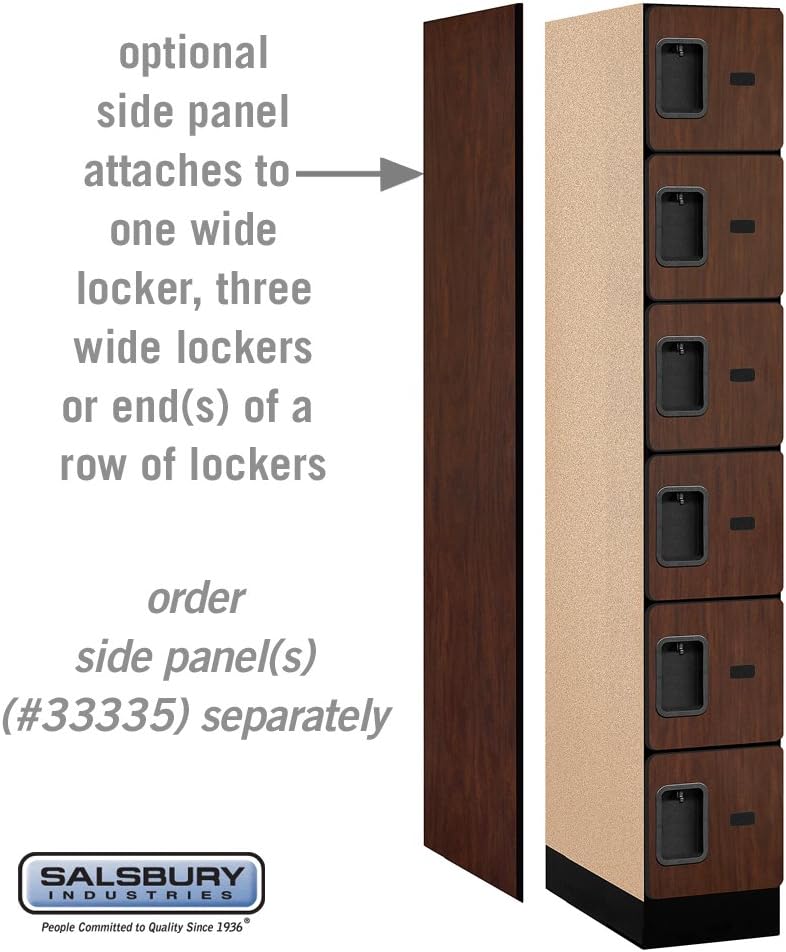 Salsbury Industries 6-Tier Box Style Designer Wood Locker with One Wide Storage Unit, 6-Feet High by 21-Inch Deep, Mahogany