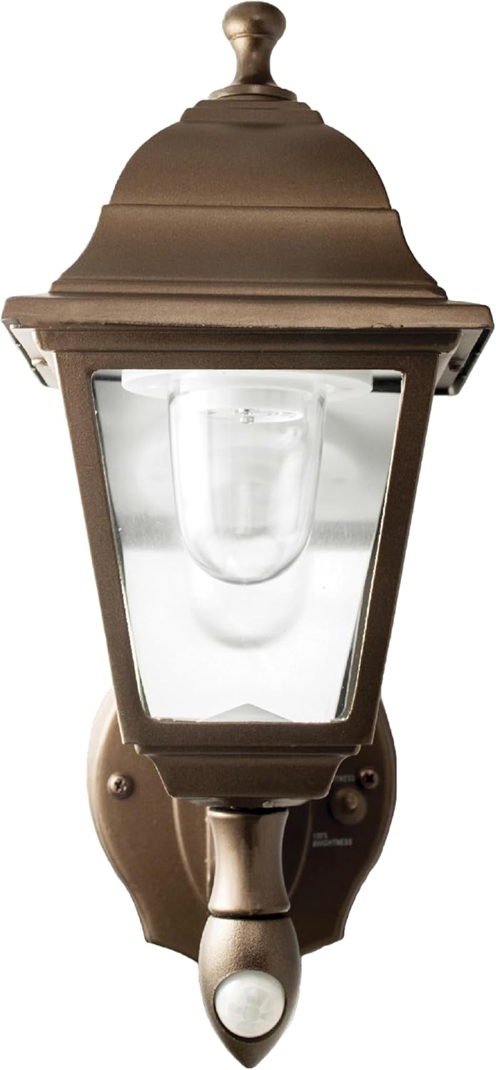 Maxsa 44219 Premium Wireless Battery-Powered Motion-Activated Decorative Outdoor Wall Sconce Lighting Fixture, Cool White LED, Metal Housing, Black