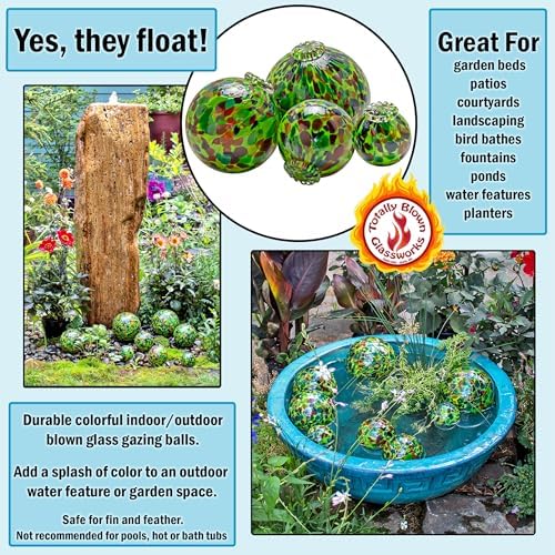 Totally Blown Glassworks Pond Float. Handmade Blown Glass, Garden Gazing Ball, Table Centerpiece