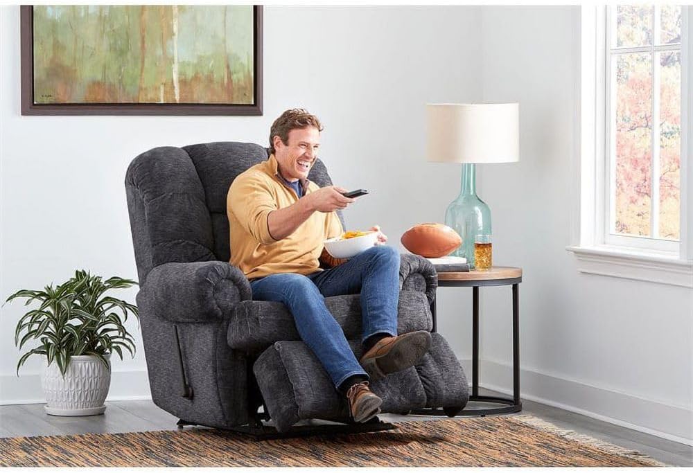 LANE Stallion Big Man King of Comfort (Extra Large) Wallsaver Recliner in Chocolate. Made for The Big Guy Or Gal. Rated for Up to 500 Lbs. Extended