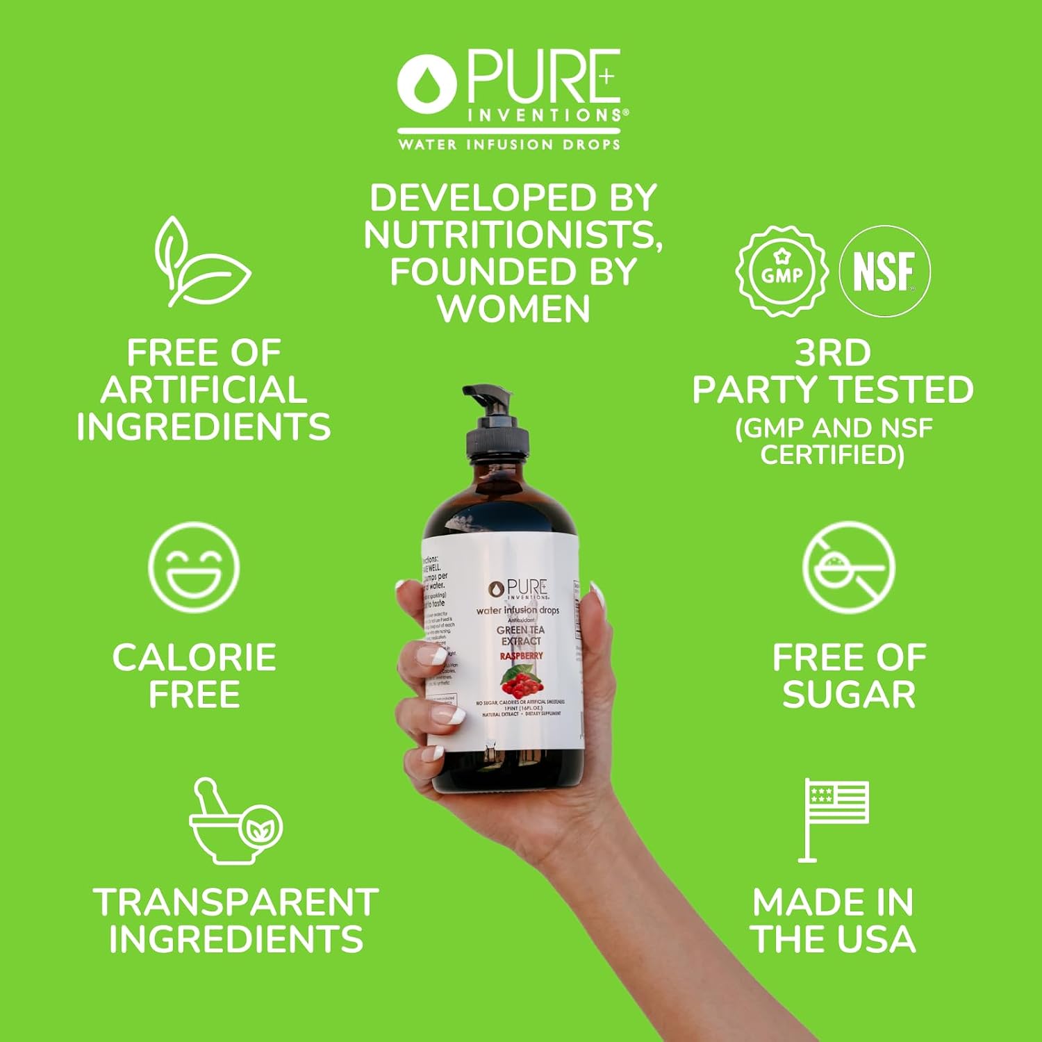 Pure Inventions Water Enhancer Drops - Refreshing and Delicious - Antioxidants, Electrolytes - No Sugar, Calories, or Artificial Sweeteners - Cranberry and Elderberry (60 Servings)