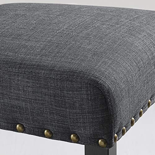Biony Blue Fabric Counter Height Stools with Nailhead Trim, Set of 2