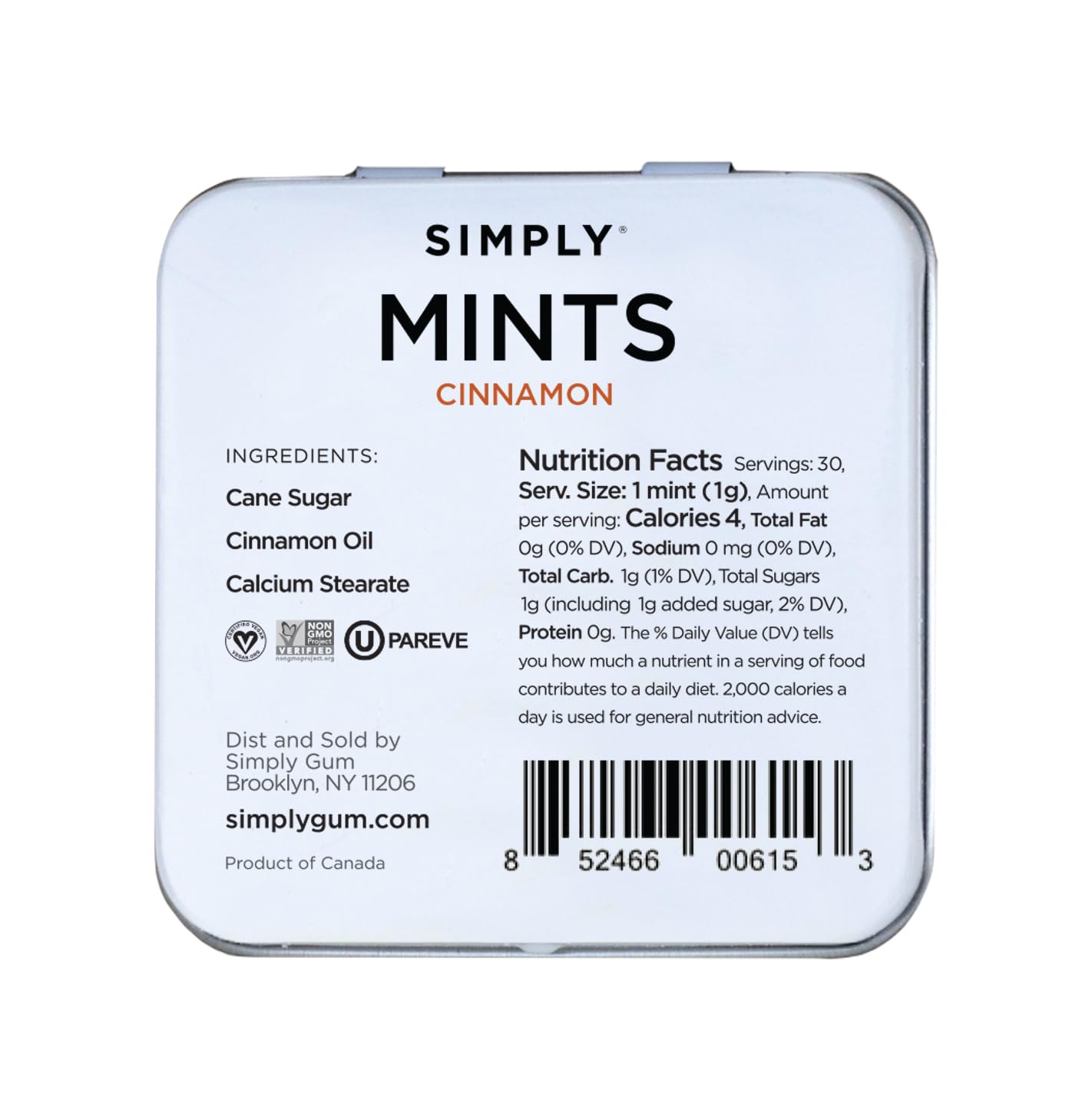 SIMPLY MINTS Natural Peppermint Breath Mints, 6 Pack (180 Pieces), Made With Real Peppermint Oil | Aspartame-Free, Sorbitol-Free, Xylitol-Free, Vegan, Kosher, Non-GMO